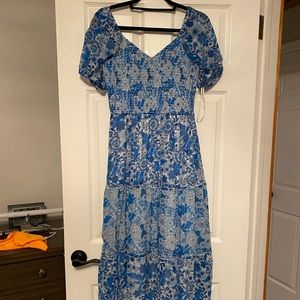 Puff Sleeve Floral Printed Maxi Dress